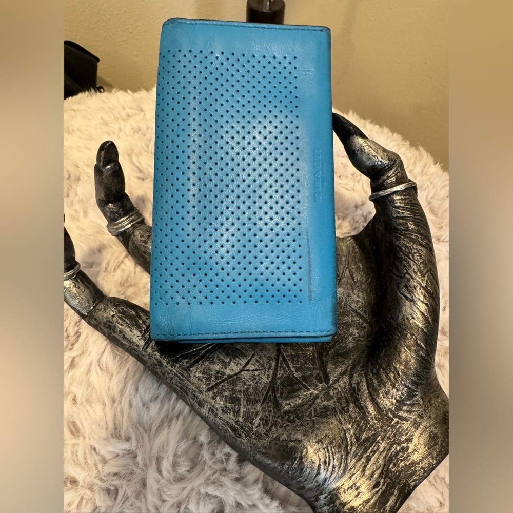 Coach perforated leather phone holder